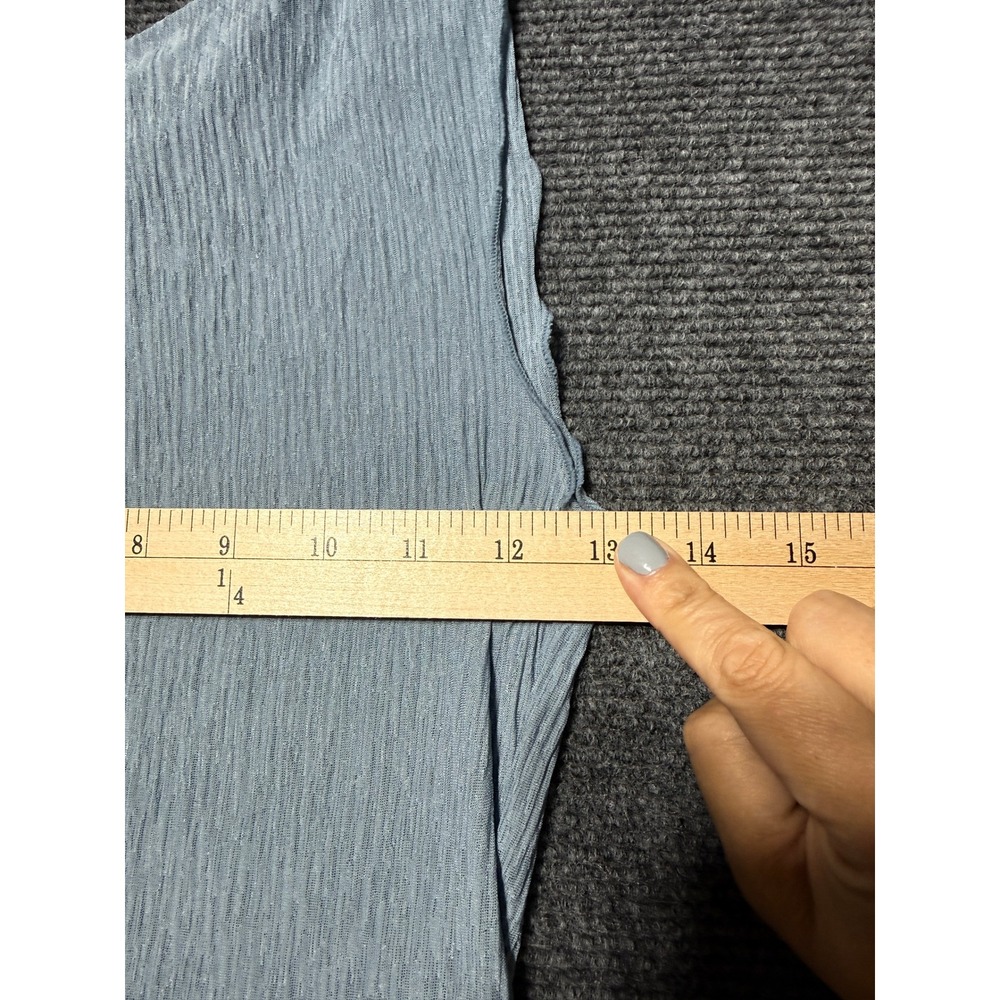 J.Crew Plisse Tank Top Women XS Blue Excellent Condition Lettuce Edge Ribbed - Picture 5 of 5